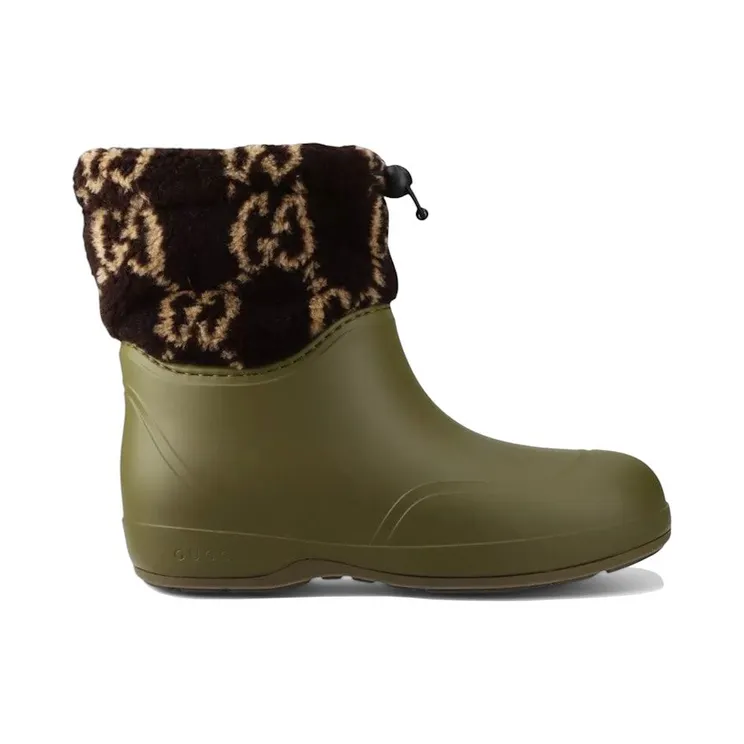 Gucci Two-Toned Teddy Ankle Boots Green Brown (758813 9AAD4 3541)