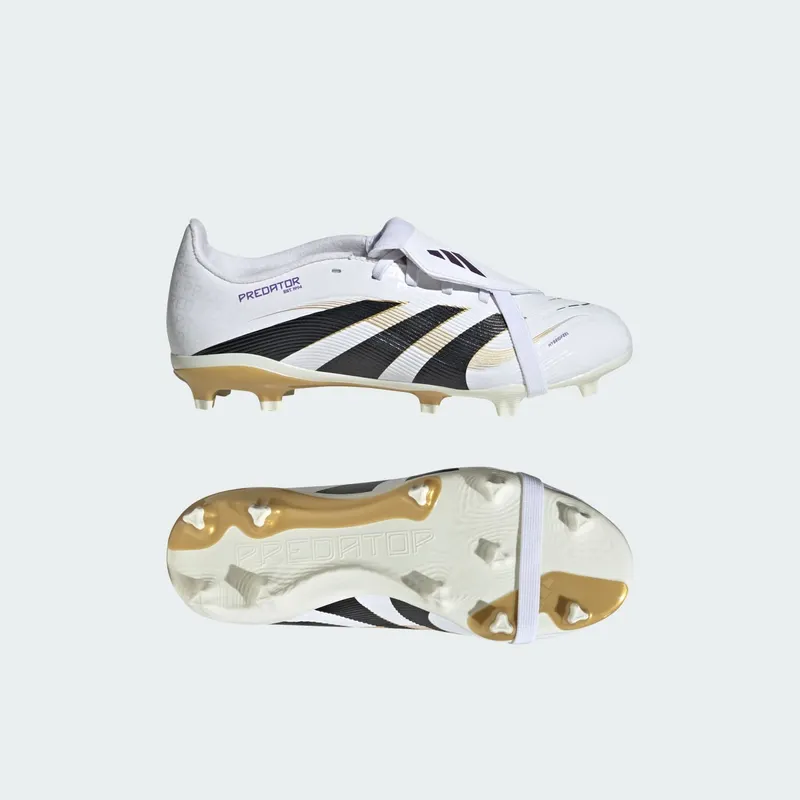 adidas Predator League Fold-Over Tongue FG/MG Cloud White Core Black Gold Metallic (IH9587)