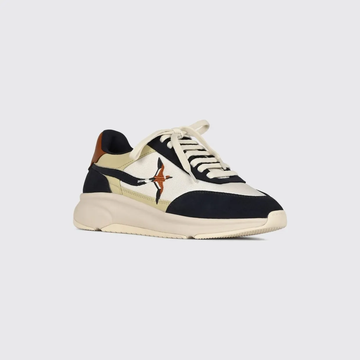 Axel Arigato Genesis Neo Bird Leather and Mesh Trainers with Graphic Print Blue (F4039002)