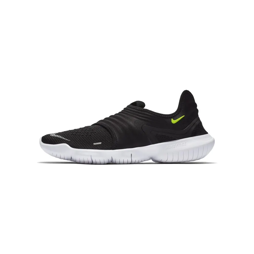 Nike Free RN Flyknit 3.0 Black Black White Volt (AQ5707-001)