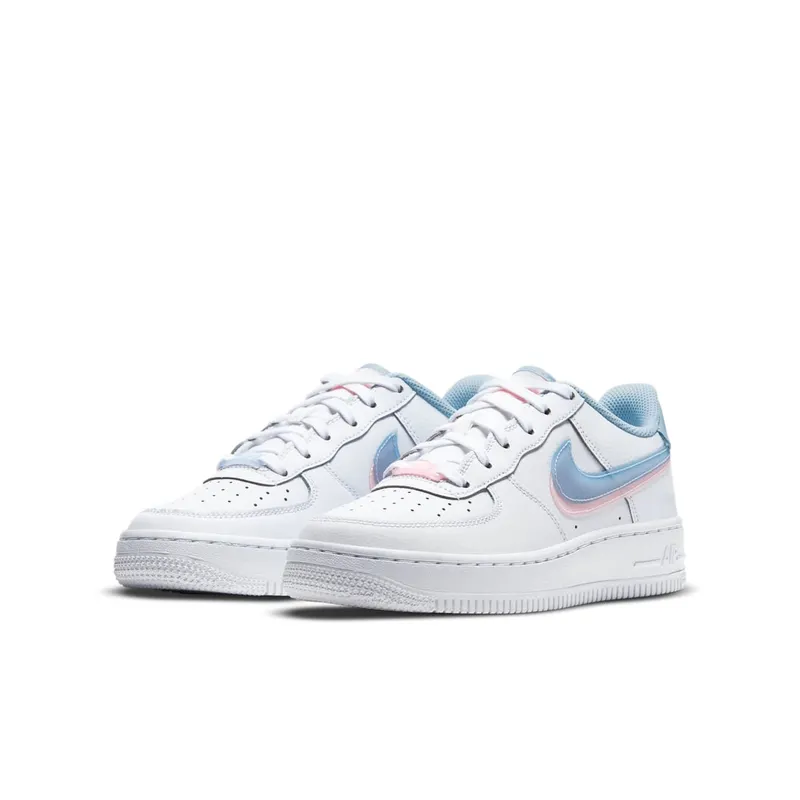 Nike Air Force 1 LV8 GS “Double Swoosh – White / Blue / Pink” (CW1574-100)