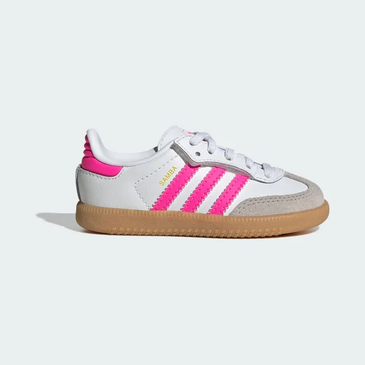 adidas Samba OG Comfort Closure Elastic Lace Shoes Kids “Cloud White / Lucid Pink / Gum” (JQ3188)