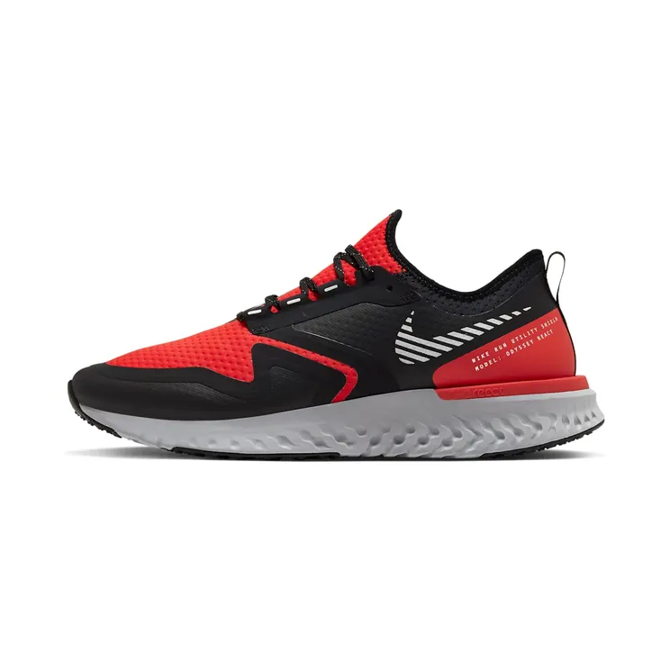 Nike Odyssey React 2 Shield ‘Habanero Red Black’ “Habanero Red / Black / Thunder Grey / Metallic Silver” (BQ1671-600)