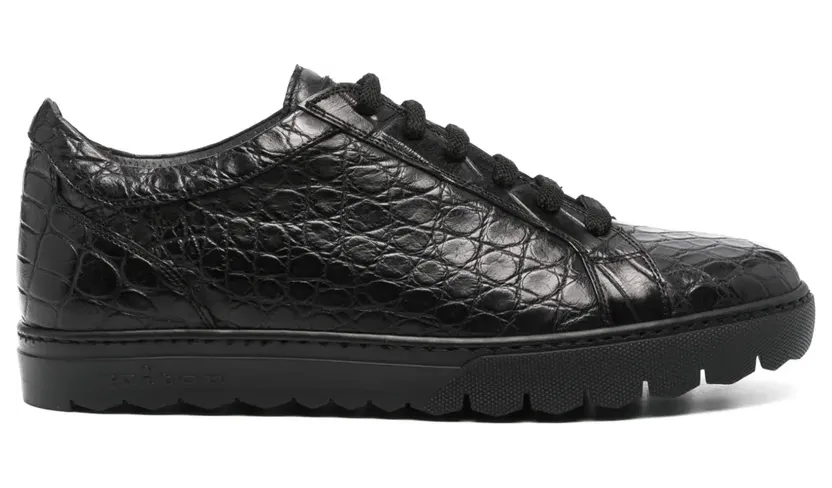 Kiton Sneakers met krokodillen-reliëf – Zwart (USSA157N0010209001)