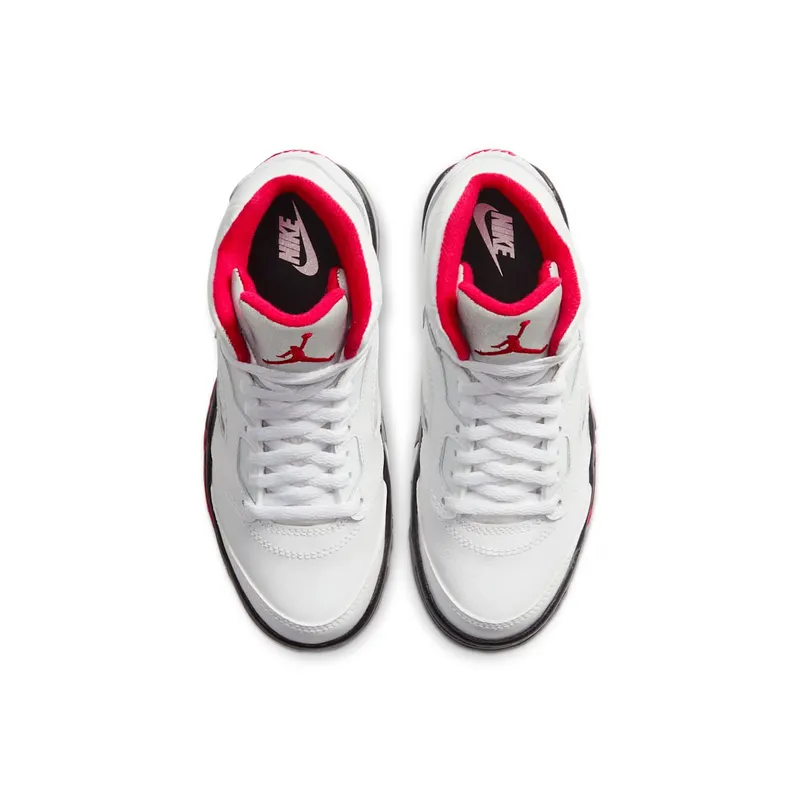 Jordan 5 Retro Fire Red Silver Tongue 2020 (PS) White/Black-Metallic Silver-Fire Red (440889-102)