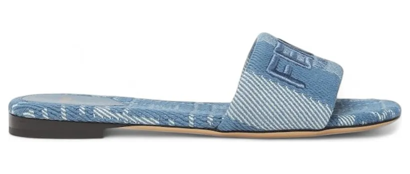 Fendi Sunshine Slides Light Blue Denim-Effect Jacquard (8R8092ASB5F1STD)