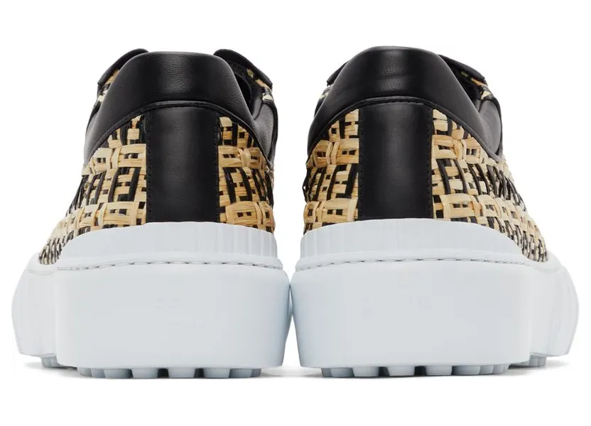 Fendi Black & Beige Raffia ‘Forever Fendi’ Sneakers (7E1414 AF5B) (4)