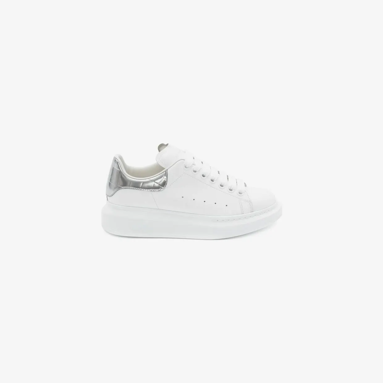 Alexander McQueen Oversized White Silver Croco (W) (553770WHYBQ9071)