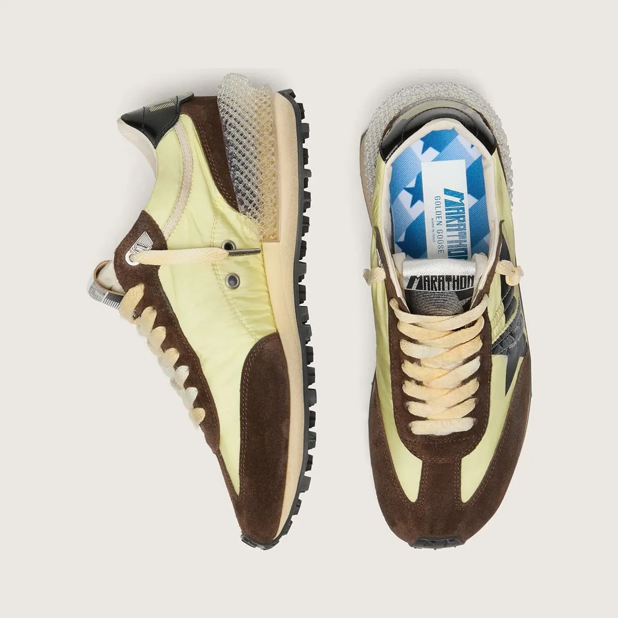 Golden Goose Women’S Marathon In Lime-Green Nylon With Black Star And Brown Suede Inserts (GWF00684.F008623.20396) (3)