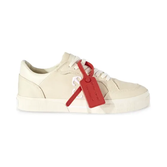 Off-White Vulcanized Canvas-Sneakers mit Kontrastetikett Nude (OMIA293S24FAB0010301)