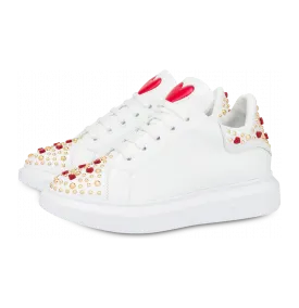 Moschino Sneakers Aus Kalbsleder Mit Nieten Und Herzen (POLJA15224G1CIA0100)