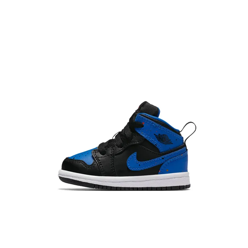 Jordan  1 Mid Royal Paint Splatter (TD) Black/Team Orange-Signal Blue (640735-048)