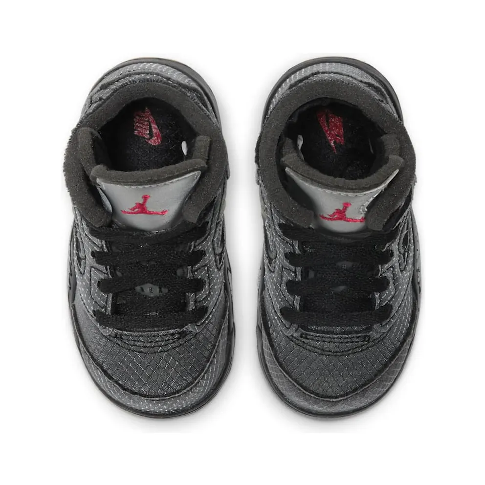 Jordan 5 Retro Off-White Black (TD) Black/Muslin-Fire Red (CV4828-001)