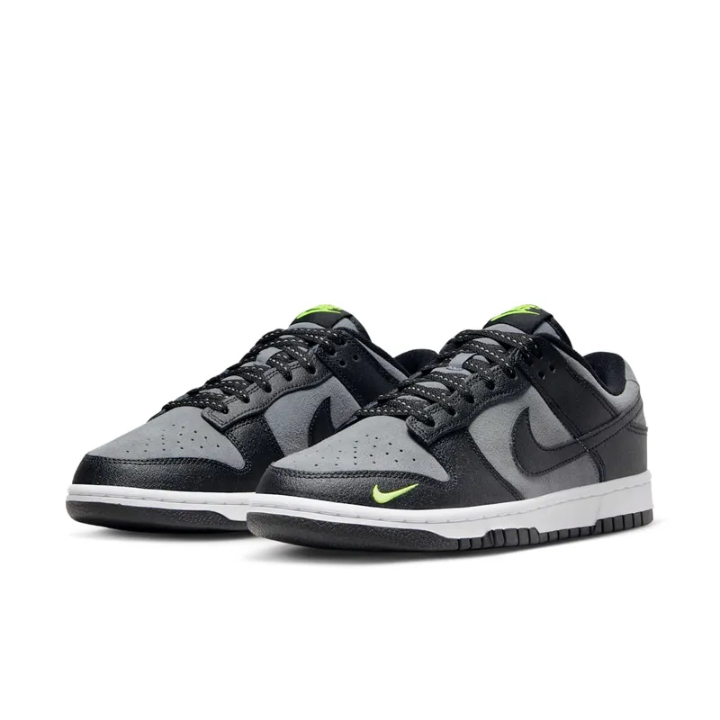 Nike Dunk Low Black Cool Grey Volt Mini Swoosh (FQ2205-001)