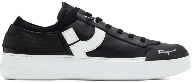 Salvatore Ferragamo Black Gancini Low-Top (753540 020840003)