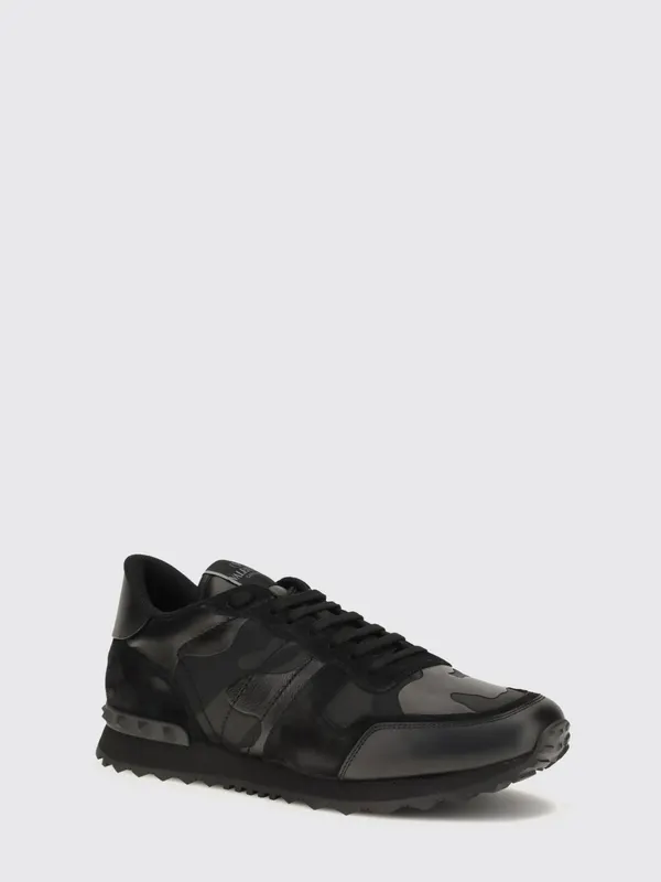 Valentino garavani Rockrunner Camouflage Leather and Suede Sneakers Black (S0723NSD0NO)