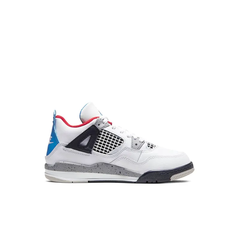 Jordan 4 Retro What The (PS) White/Military Blue-Fire Red-Black-Cement Grey (BQ7669-146)
