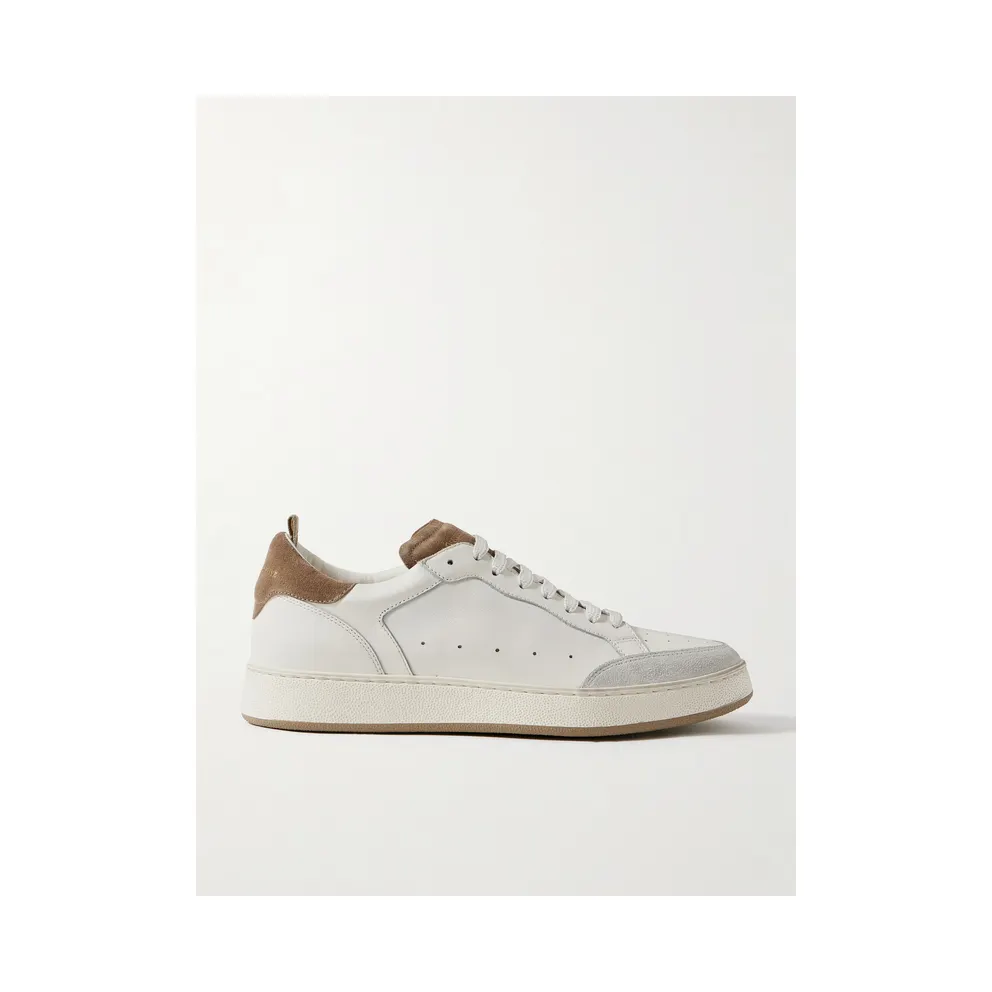 Officine Creative The Answer 001 Distressed Suede-Trimmed Leather White (OCUANSW001-CVCOM00000LC128)