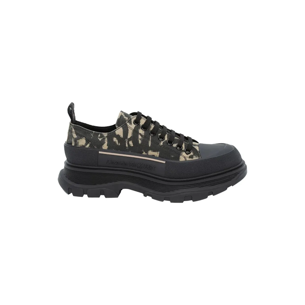 Alexander McQueen Graffiti Tread Slick Low Lace Up Beige Black (705668W4TG59787)