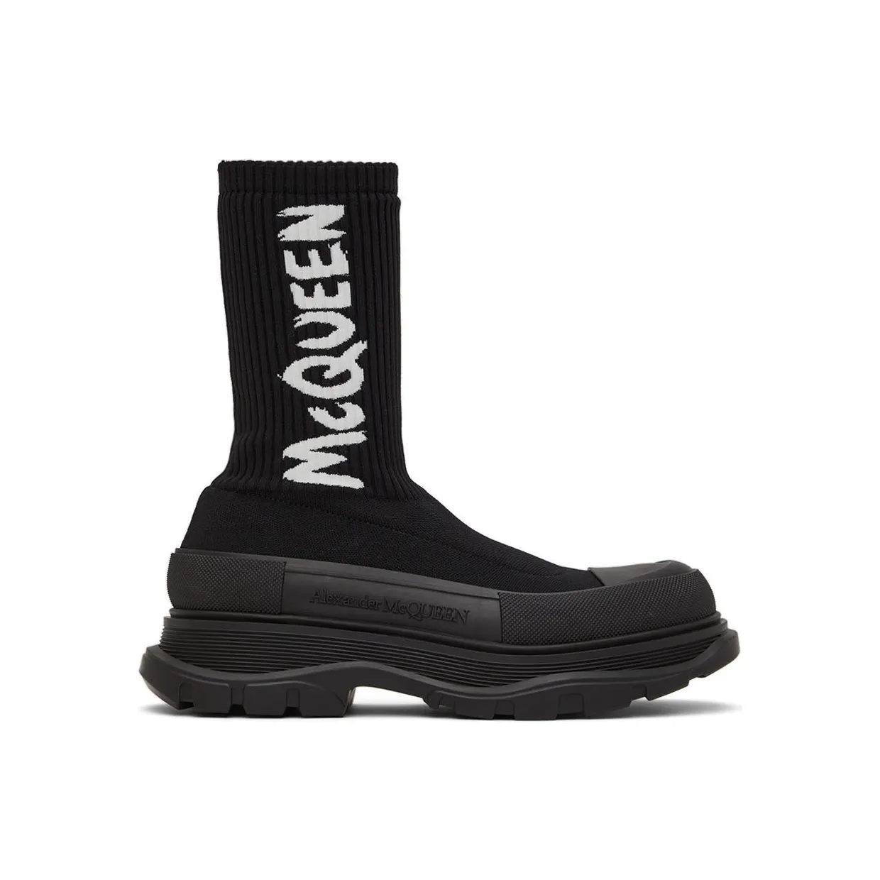 Alexander McQueen Beige Graffiti Knit Tread Slick Sneakers (705671W4TV1)