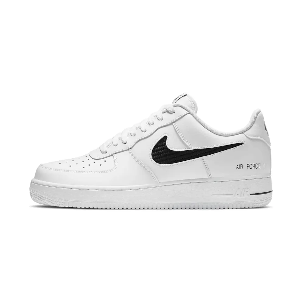 Nike Air Force 1 Low Cut Out Swoosh White Black (CZ7377-100)