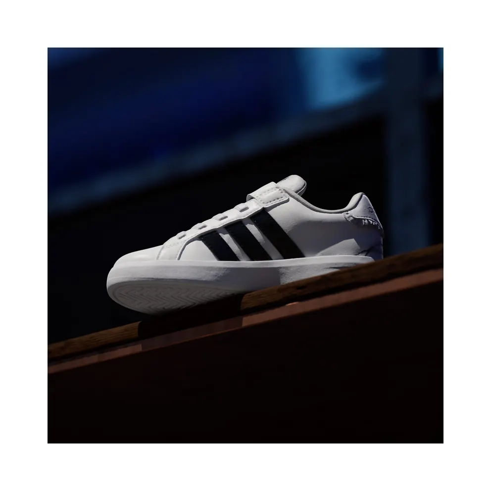 Adidas GRAND COURT 3.0 Shoes KIDS Cloud White / Core Black / Hi-Res Yellow (KH8835)