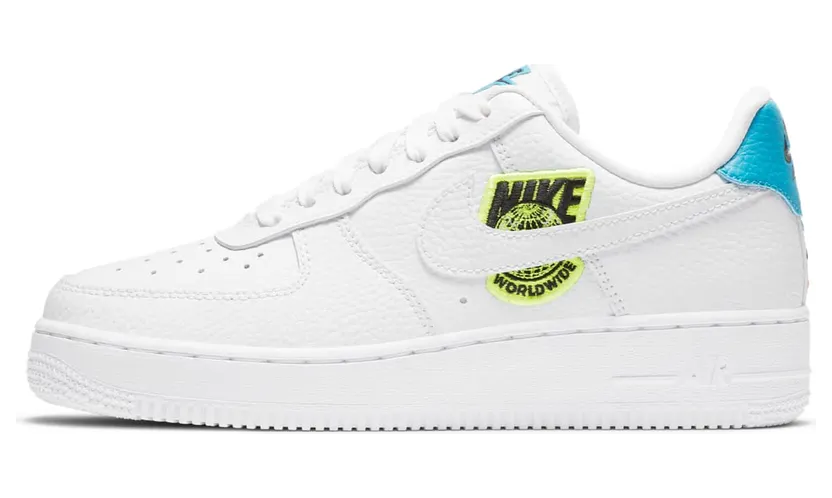 Nike Air Force 1 Low ’07 Worldwide Pack “White / Volt / Laser Blue” (CT1414-101)
