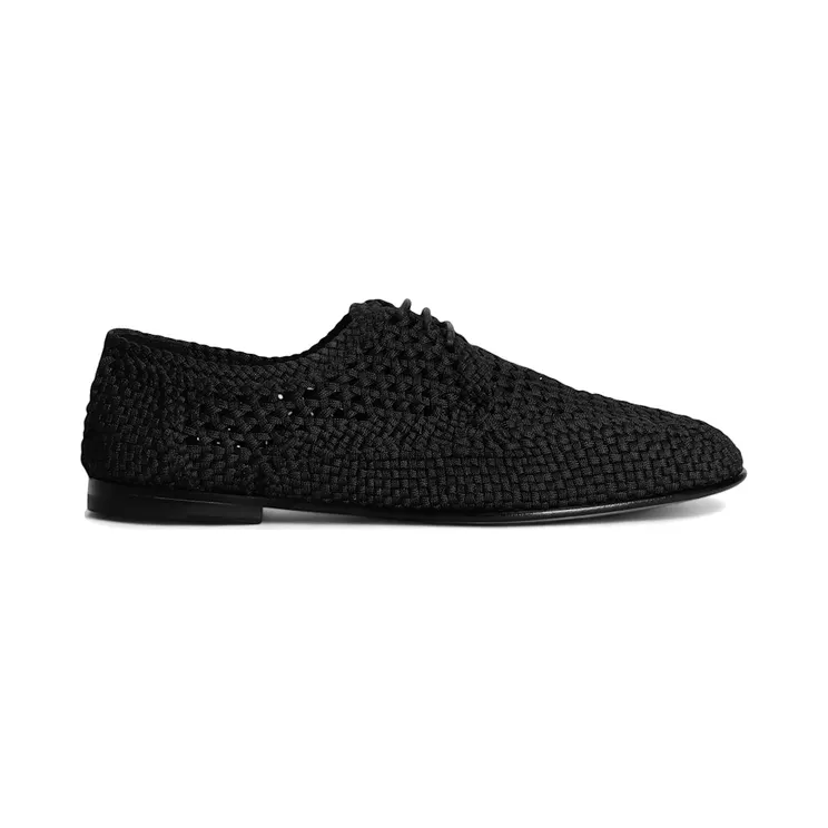 Dolce & Gabbana Woven Fabric Derby Shoes Black (A10863 A9L64 80999)
