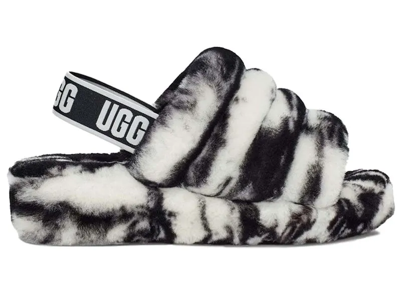 UGG Fluff Yeah Slide Marble Black White (1122554-BLK)