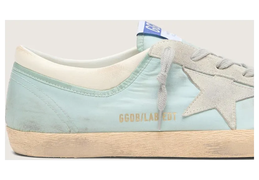 Golden Goose Men’S Super-Star In Light Green Nylon With Light Gray Suede Star (GMF01080.F008483.35977) (4)
