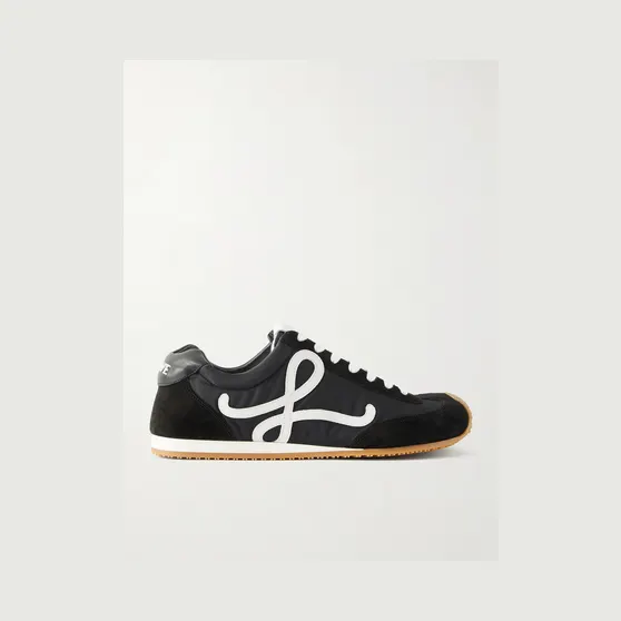 Loewe Ballet Runner 2.0 Logo-Appliquéd Shell, Suede and Leather Sneakers Black (MBR2282X09)