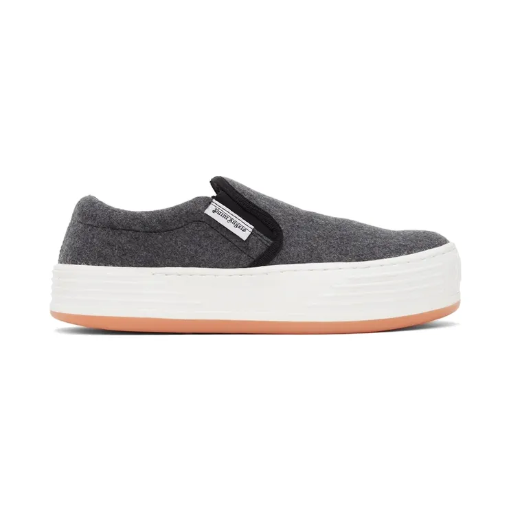 Palm Angels Grey & White Flocked Snow Slip Sneakers (PMIA063F21FAB0020901)