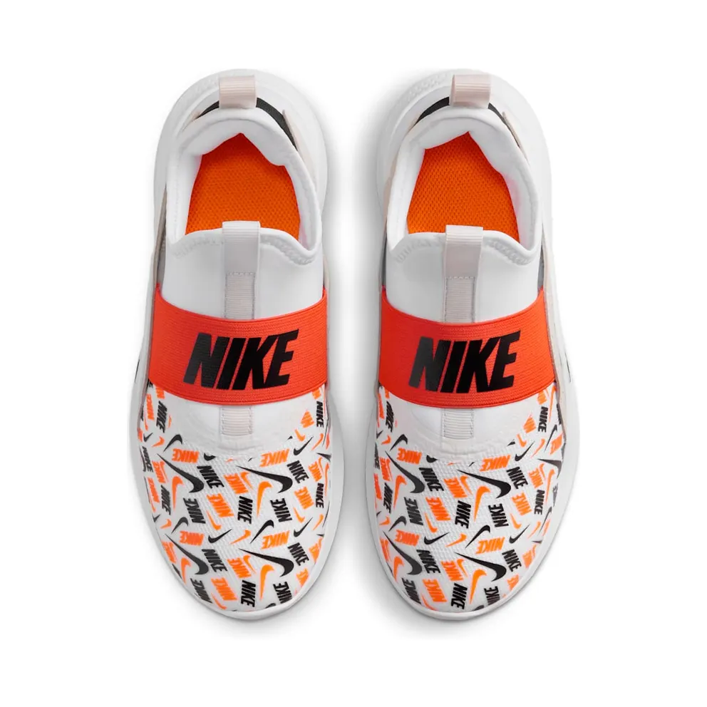 Nike Flex Runner 4 White Safety Orange Black Logo Print (IO9506-100)