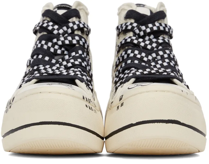 R13 Off-White Graffiti Double Grommet Kurt Sneakers (R13S5030-S047C)