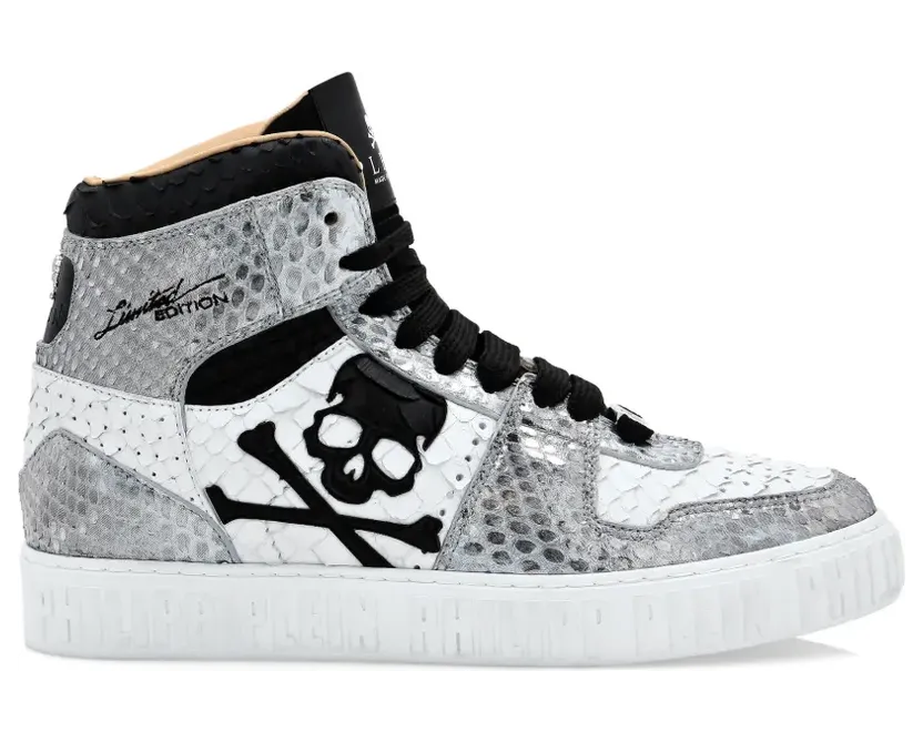 Philipp Plein Notorious Python Skull High-Top-Sneakers – Weiß (PABSUSC0157PLE029P)