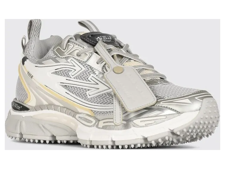 Off-White Be Right Back Low-Top Sneakers in Leather and Mesh with Notched Sole Grey (W289C9F0010972)