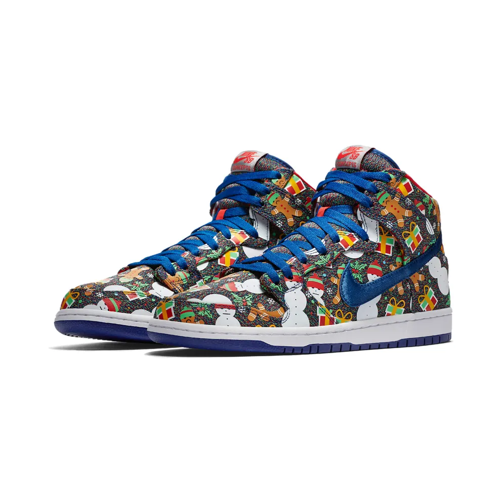 Nike SB Dunk High Concepts Ugly Christmas Sweater (2017) Blue Ribbon/Blue Ribbon-Atom Red (881758-446)