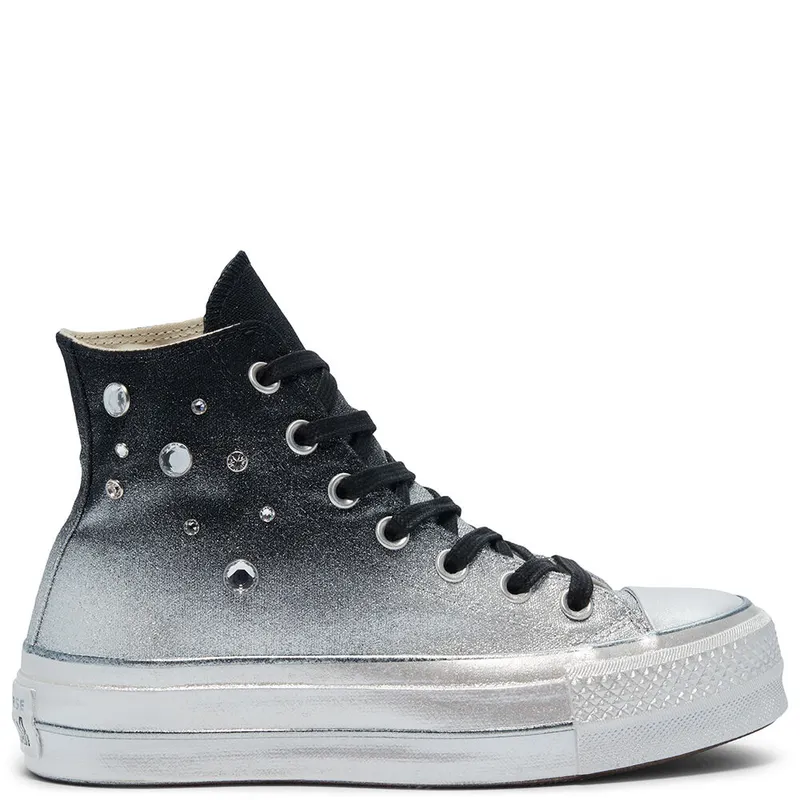 Converse Chuck Taylor All Star Lift High Top Black Silver Stud (569128C)