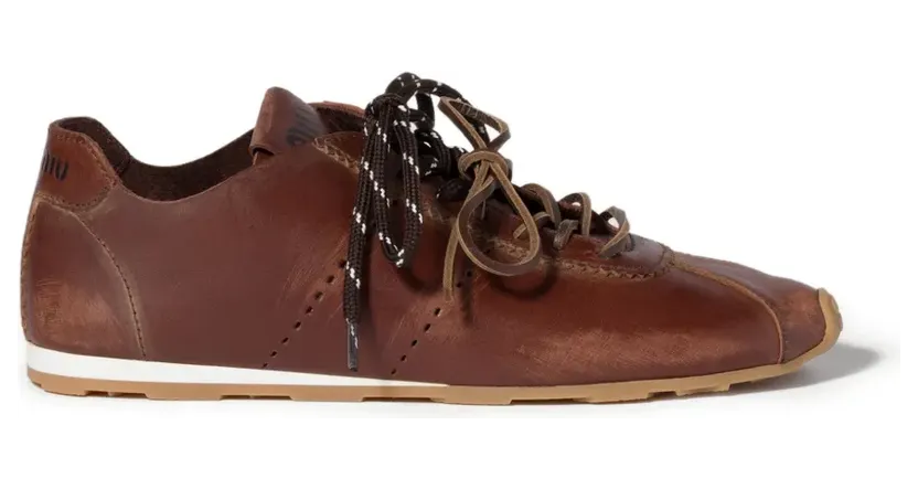 Miu Plume leren sneakers – Bruin (5E602EF005V69)