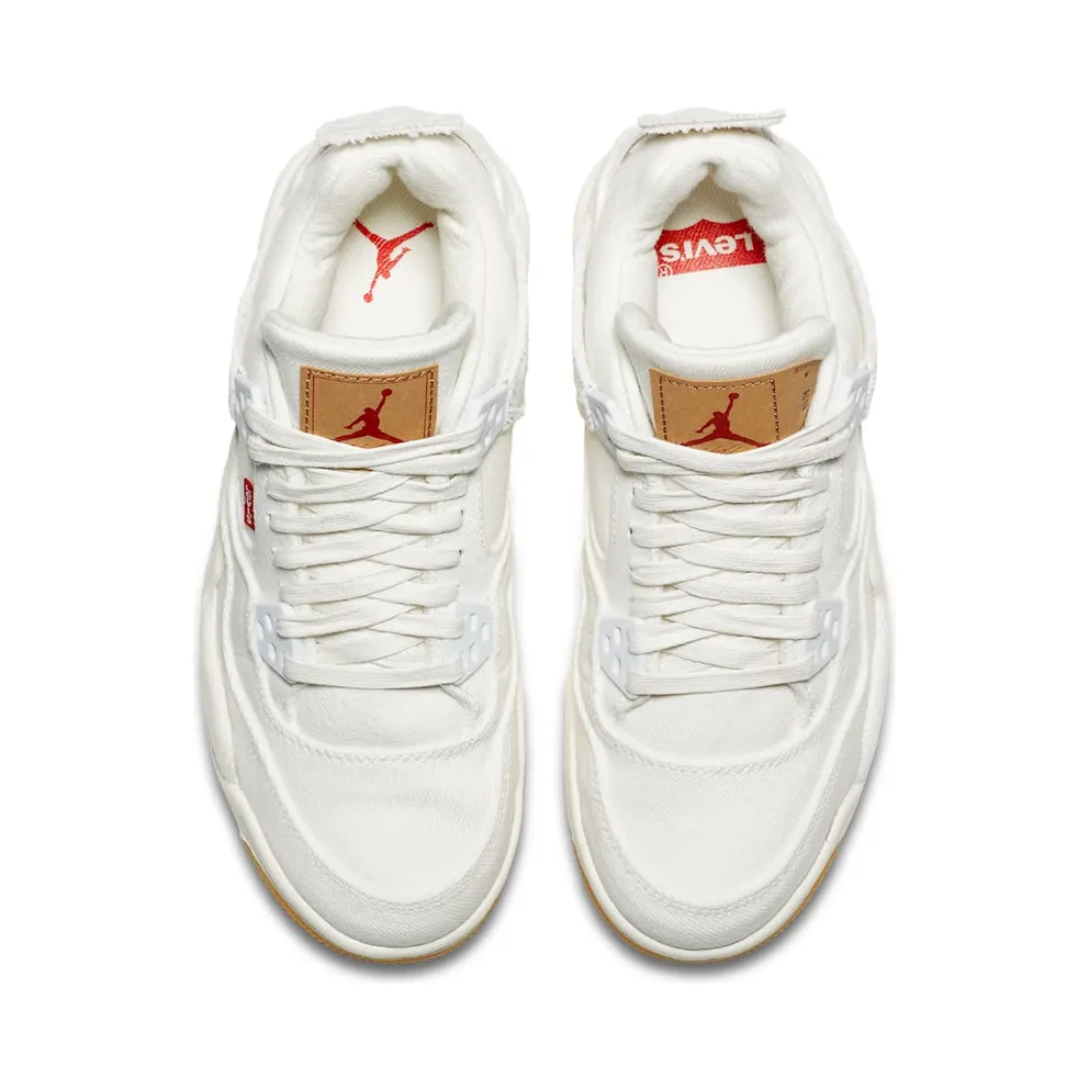 Jordan 4 Retro Levi’s White (GS) (Levi’s Tag) White/White-White (AQ9103-100)