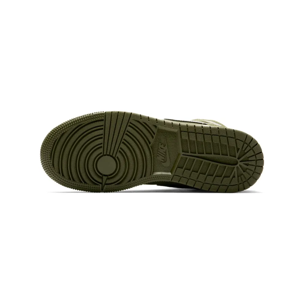 Jordan 1 Mid Olive Canvas Black (GS) Olive Canvas/Black-White (554725-301)