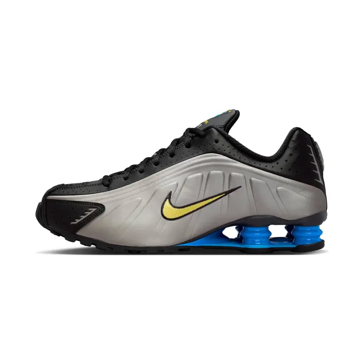 Nike Shox R4 Brazil “Black / Metallic Pewter / Light Photo Blue / Canary” (IO8134-001)
