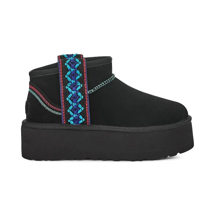 UGG Classic Ultra Mini Braid Platform Boot Black (1138491-BLK)