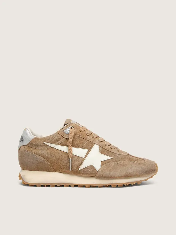 Golden Goose Women’S Marathon In Tobacco Suede With White Star (GWF01071.F008445.55777)
