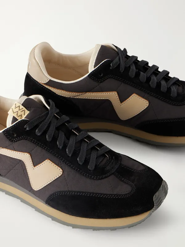 Visvim FKT Runner Leather and Suede-Trimmed Canvas Sneakers Black (126101001004) (5)