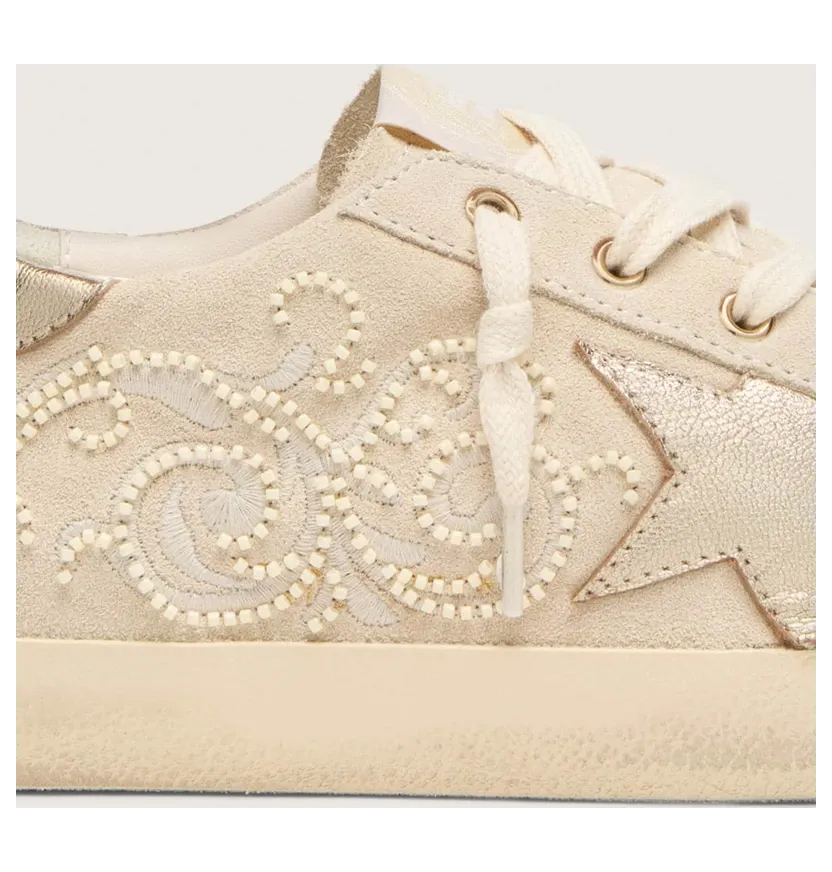 Golden Goose Super-Star Ltd In Pearl Suede With Gold Star And Bead Embroidery (GWF00101.F009411.15647) (6)