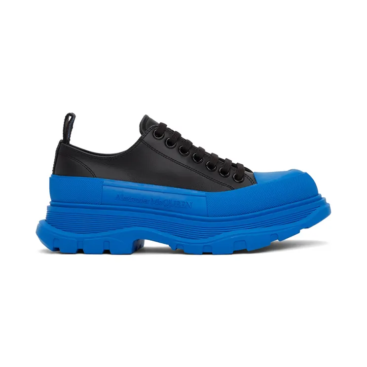 Alexander McQueen Black & White Leather Tread Slick Sneakers (627225WHZ62)