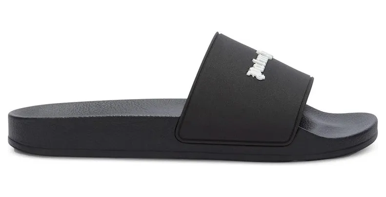 Palm Angels Classic Logo Pool Slides Black White (PMIC010C99MAT0011001)
