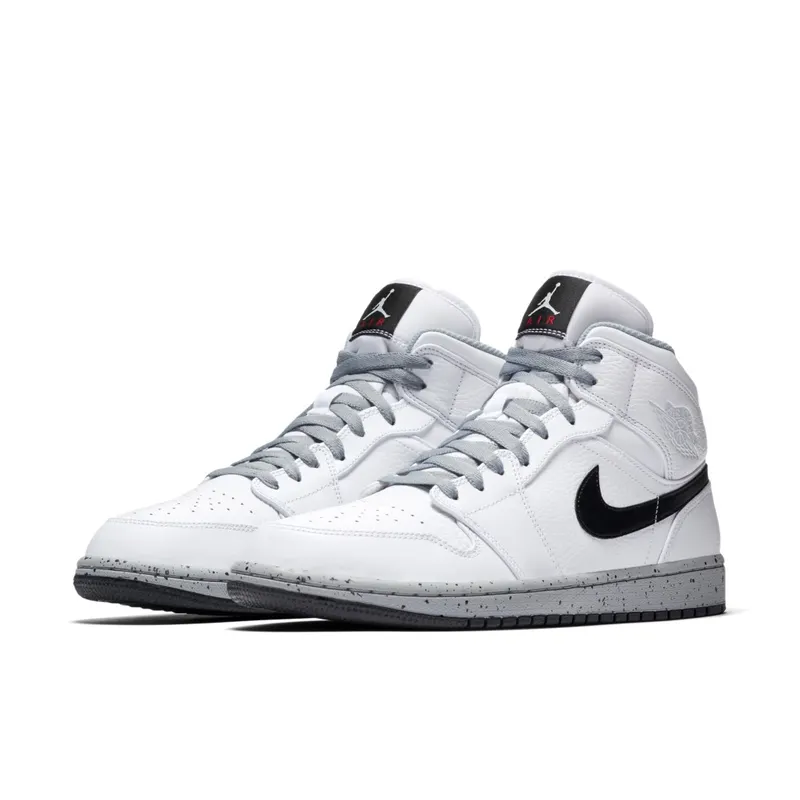 Jordan 1 Mid White Cement White/Black-Wolf Grey (554724-115)