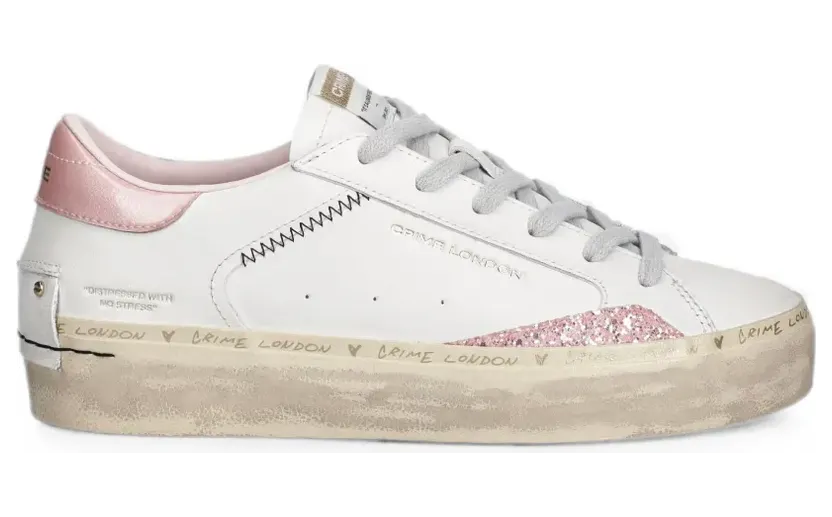 Crime London Sneakers im Used-Look mit Glitter – Weiß (29051PP8)